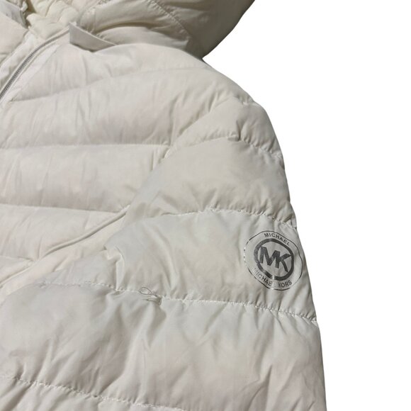 Michael Kors White Packable Down Puffer Winter Jacket With Carrying Bag Size XL - Picture 6 of 15